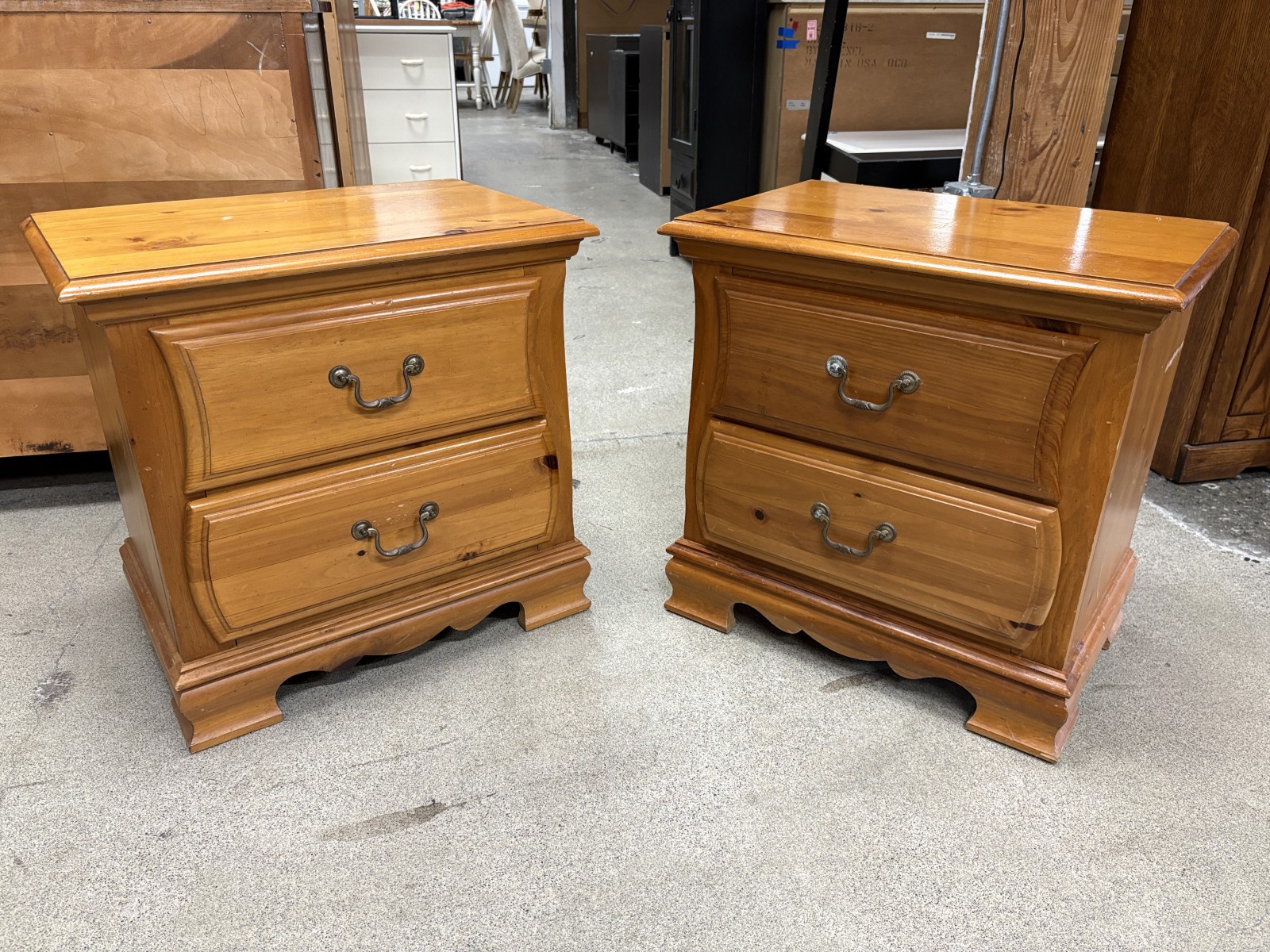 DIXIE Knotty Pine 2-Drawer Nighstands (Set of 2)