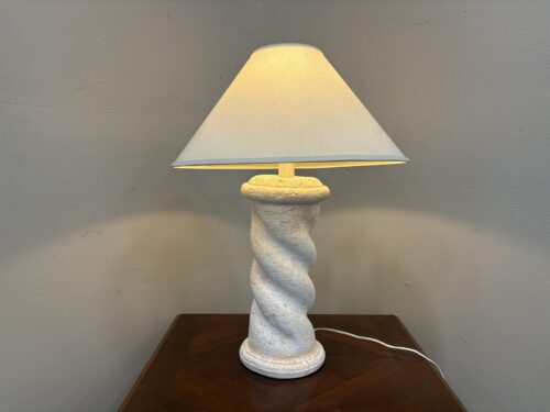 Vintage 80's Post Modern Swirl Plaster Table Lamp with Linen Shade