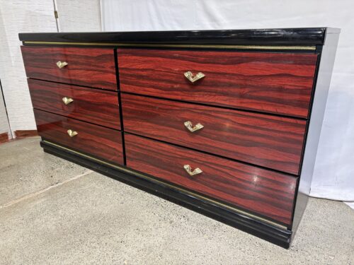 Six Drawer Dresser in Rosewood Lacquer Finish