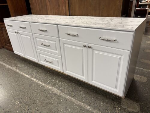 AMERICAN WOODMARK 5-Drawer 3-Piece White Extra Wide Faux Marble Top Vanity Unit