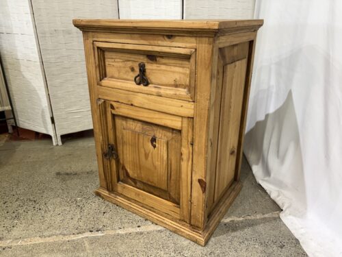 Rustic Pine Wood Single Drawer Nightstand