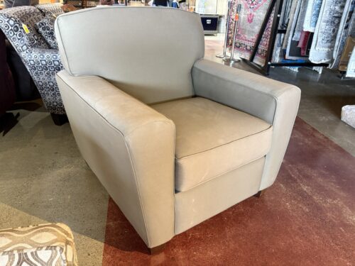 Clean Lined Track Arms Single Cushion Chair in Khaki Olive