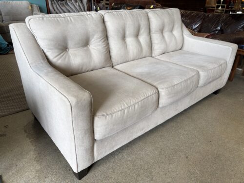 ASHLEY Light Grey Tufted Slope Arm 3-Seat Sofa