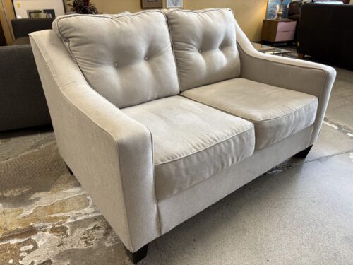 ASHLEY Light Grey Tufted Slope Arm Loveseat