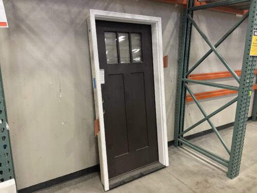 THERMA-TRU Classic Craft Fiberglass Woodgrain Prehung Black Entry Left Swing Door
