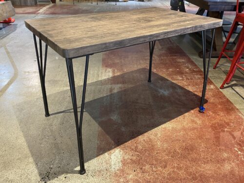 Faux Wood Grain Metal Leg Dining Table