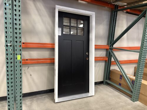 NEW! THERMA-TRU Smooth Star Left-Hand Inswing Black Shaker Fiberglass Grid-Lite Pre-Hung Entryway Door
