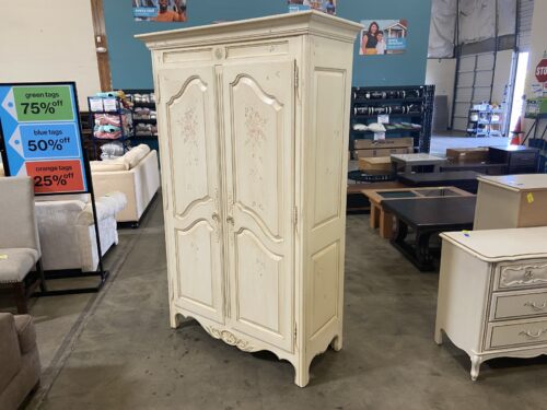 ETHAN ALLEN French Country Collection Wooden Armoire with Floral Accents