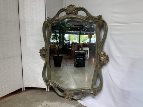 Large Olive Green with Gold Accent Pisa Wall Mirror