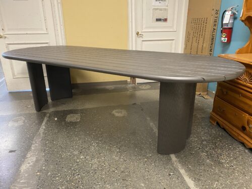 RESTORATION HARDWARE Striata Aluminum Gunmetal Finished Rectangular Outdoor Dining Table