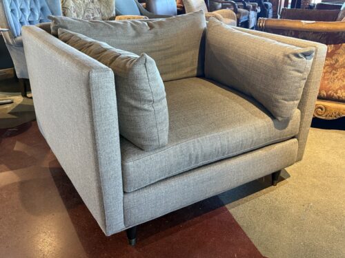 JONATHAN LOUIS Grey Pia Armchair w/ Tapered Metal Cap Legs