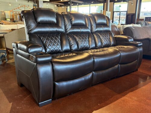 NEW! ASHLEY Signature Design Warnerton Power Reclining Sofa w/ Optional Console & Hidden Power Strip(Auburn)