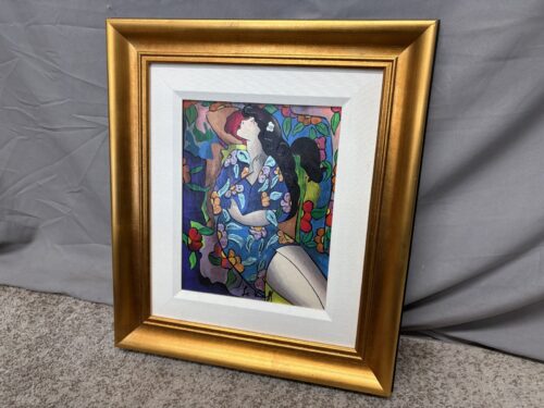 "Femme Bleue" Hand Embellished Serigraph by Linda Le Kinff