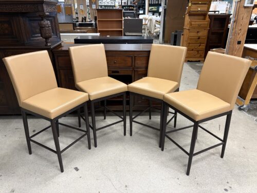 AMISCO Melrose Tan Upholstered & Dark Metal Leg Counterstool (Set of 4)