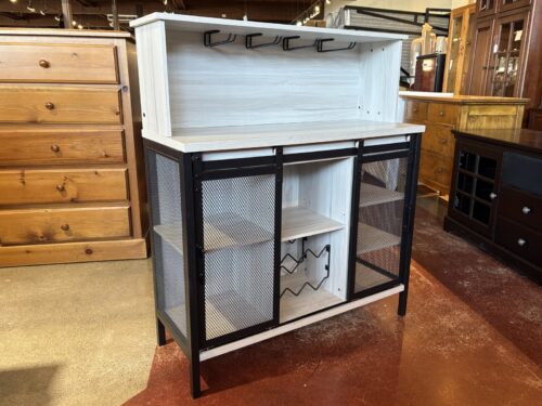 Sliding Mesh Door Wine/Coffee Bar w/ LED Lights