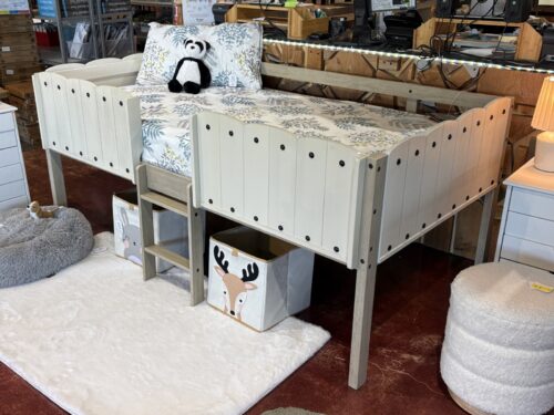 NEW! ASHLEY Signature Design Wrenalyn White/Beige Twin Loft Bed Frame w/ Protective Side Rails & Ladder (Auburn)