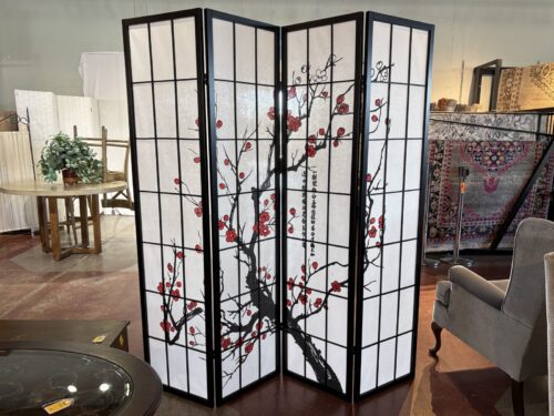 4-Panel Shoji Style Plum Blossom Room Divider Screen