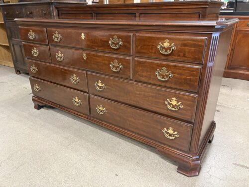 DREXEL Cherry Chippendale Revival 10-Drawer Low Dresser