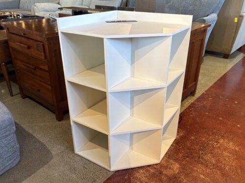 White Corner Shelf w/ Power Strip