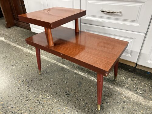 Vintage Cherry Mid Century 2-Tier Rectangular End Table