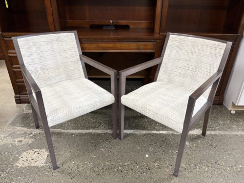 GUNLOCKE Savor White & Grey Upholstered Arm Chair (Set of 2)