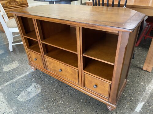 Traditional Brown 3-Drawer Wooden TV Console