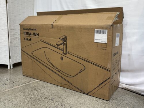 NEW! YULIKA White Integrated Vanity Sink Set w/ Faucet Model # 1170A-WH
