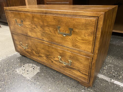 HENREDON Artefacts Collection Vintage Campaign Style 2-Drawer Chest