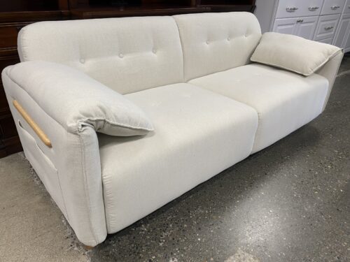 ANCTOR Modern 2-Cushion Beige Sofa w/ Side Pockets