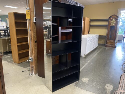 Contemporary Mirrored Framed Black 7-Shelf Display Case