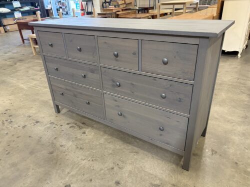 IKEA Hemnes 8 Drawer Lowboy Dresser in Grey with Black Pulls