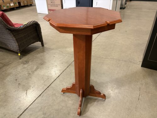 Vintage Octagonal Cocktail Table with Notched Details and Pedestal Base