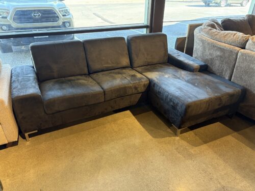 Modern Midnight Grey Sectional Sofa with Right Chaise and Metal Legs