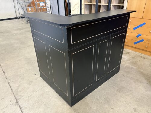 Contemporary Black L-Shaped Bar or Reception Counter with Recessed Panel Detailing