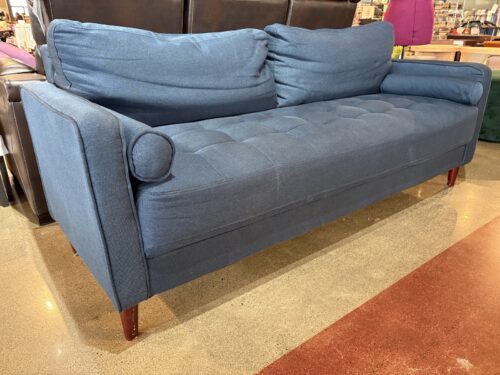 Modern Navy Blue Square Arm Sofa