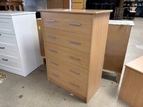 Blonde Modern Contemporary 5-Drawer Tall Dresser
