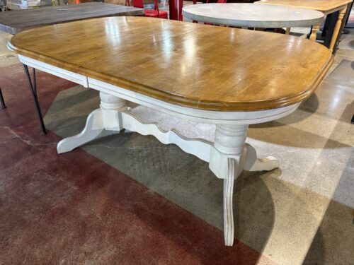 AAMERICA Farmhouse Two Tone Oval Extendable Dining Table