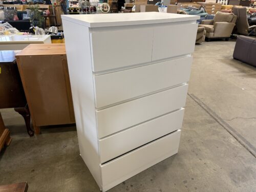 Contemporary Sleek White 6 Drawer Dresser