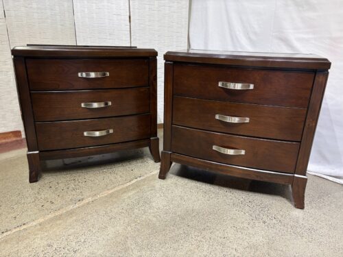 Delaney 3 Drawers Nightstands with USB in Espresso Lacquer (Set of 2)