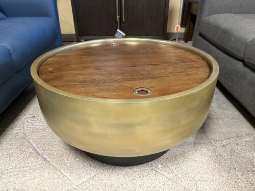WEST ELM Brass Drum Storage Coffee Table