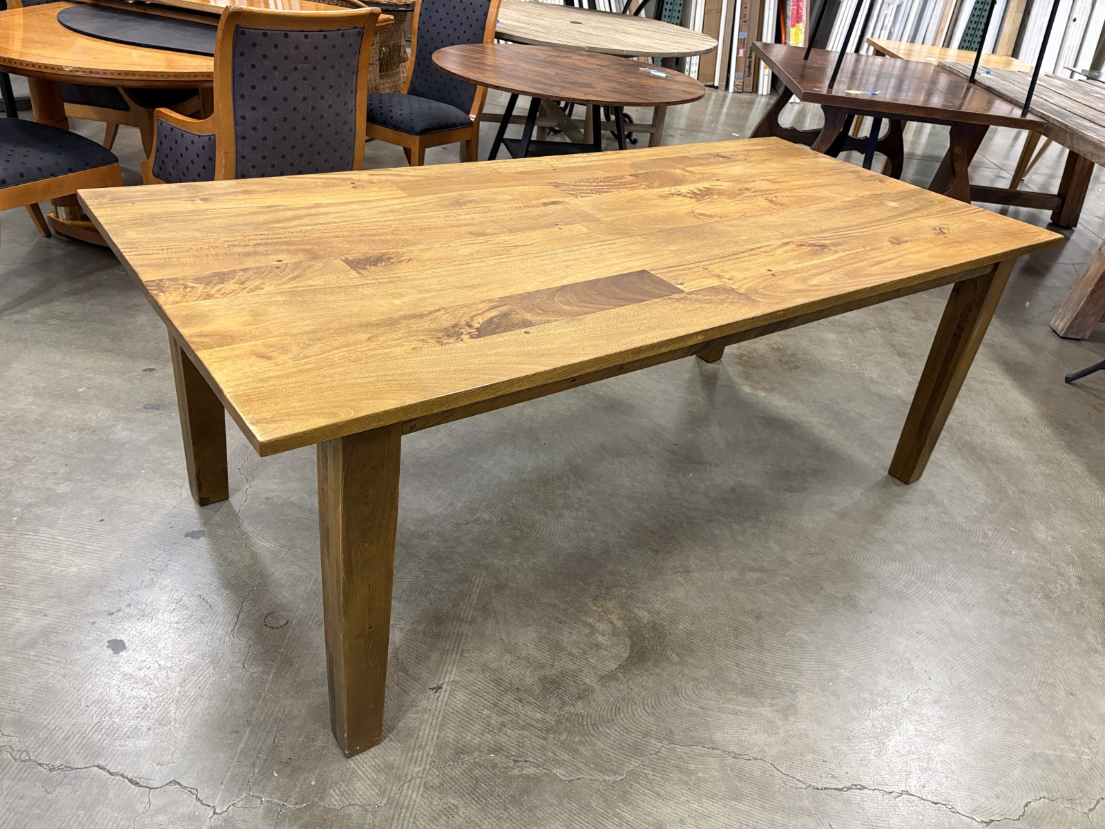 Rustic Solid Wood Dining Table with Exposed Dowel Construction