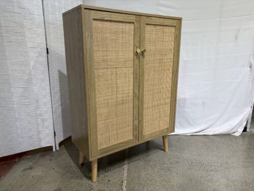 NEW! 2 Door Rattan Accent Cabinet with Adjustable Shelves in Natural