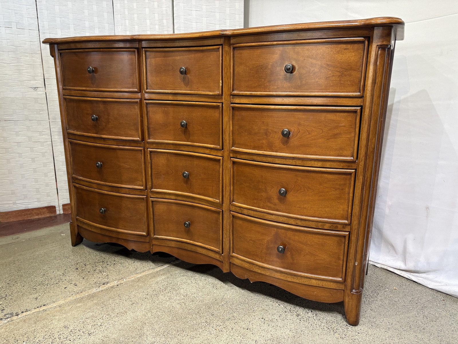 Large Solid Wood Triple Dresser with a Gently Serpentine Front
