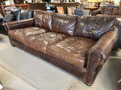 RESTORATION HARDWARE Original Lancaster Cocoa Leather 3-Cushion Sofa