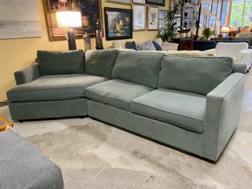 CRATE & BARREL Barrett Teal 2-Piece Sectional w/ Angled Chaise
