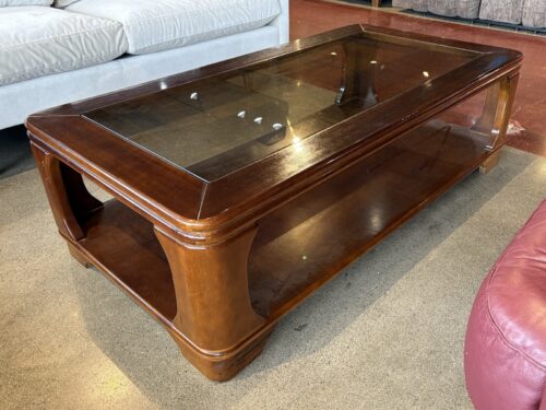 Warm Glass Top Wood Solids Coffee Table