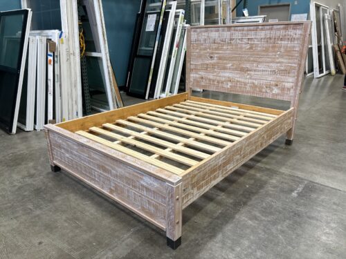 NEW! CAMAFLEXI Baja Full Size Solid Pine Platform Bed Frame with Distressed Barnwood Finish