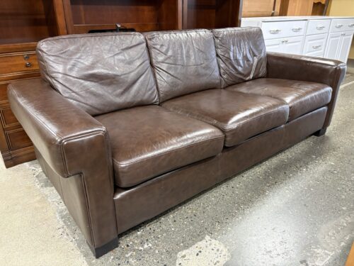 Chocolate Leather 3-Cushion Sofa