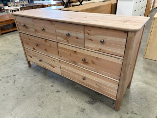 IKEA Storemolla Grey Brown Finished Pine 8 Drawer Dresser with Aged Silver Pulls