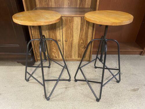 Industrial Backless Adjustable Round Swivel Bar Stools (Set of 2)